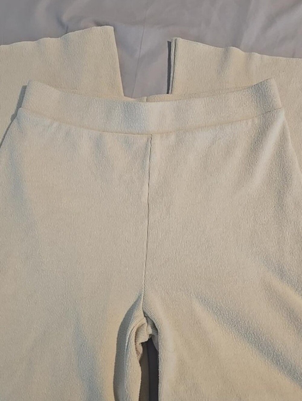 Zara Cream Ivory Knit Wide Leg Pants Size S Minimalist